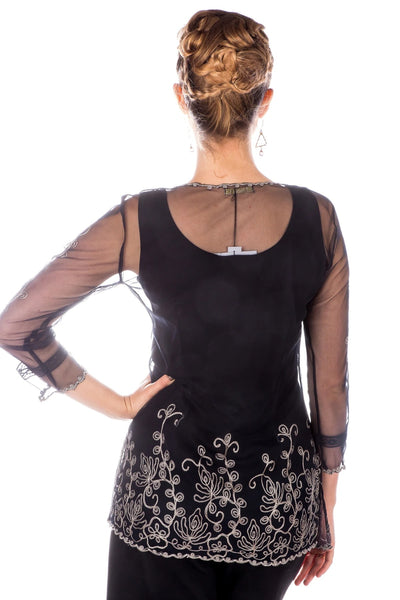 Vintage Inspired Art Nouveau Top in Sapphire by Nataya