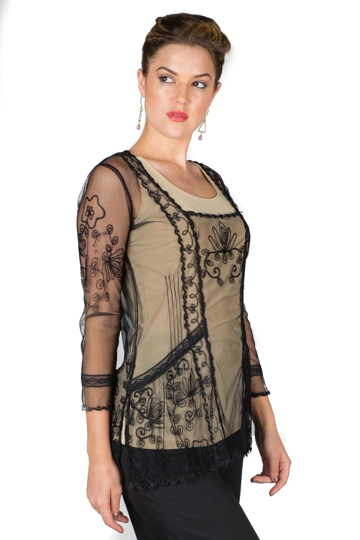 Vintage Inspired Art Nouveau Top in Black by Nataya