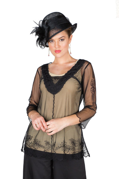 Victorian Vintage Inspired Top in Black by Nataya