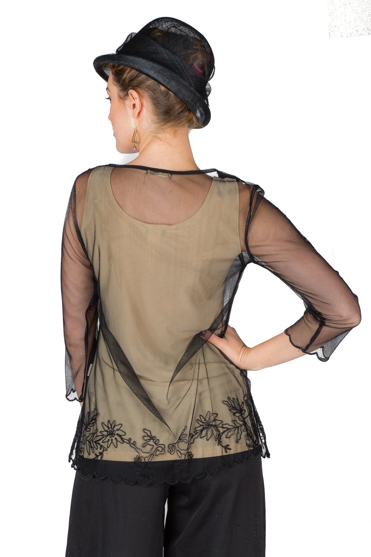 Victorian Vintage Inspired Top in Black by Nataya