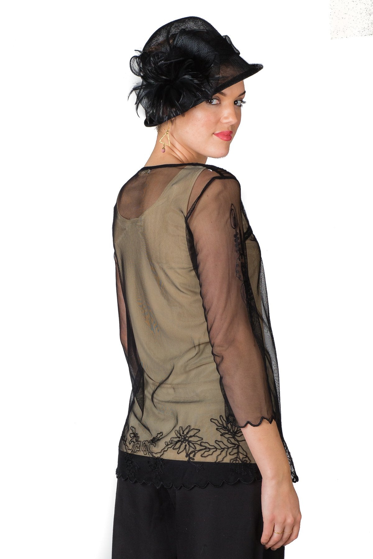 Victorian Vintage Inspired Top in Black by Nataya