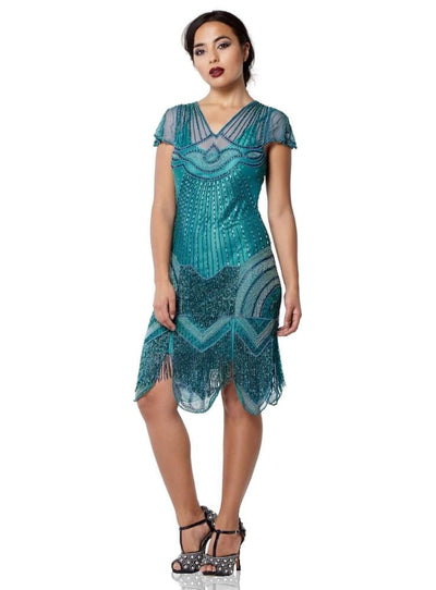1920s Cocktail Party Dress in Teal