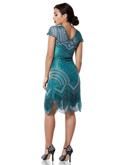 1920s Cocktail Party Dress in Teal