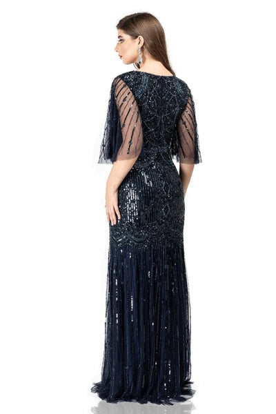 Bettina 1920s Maxi Dress in Navy