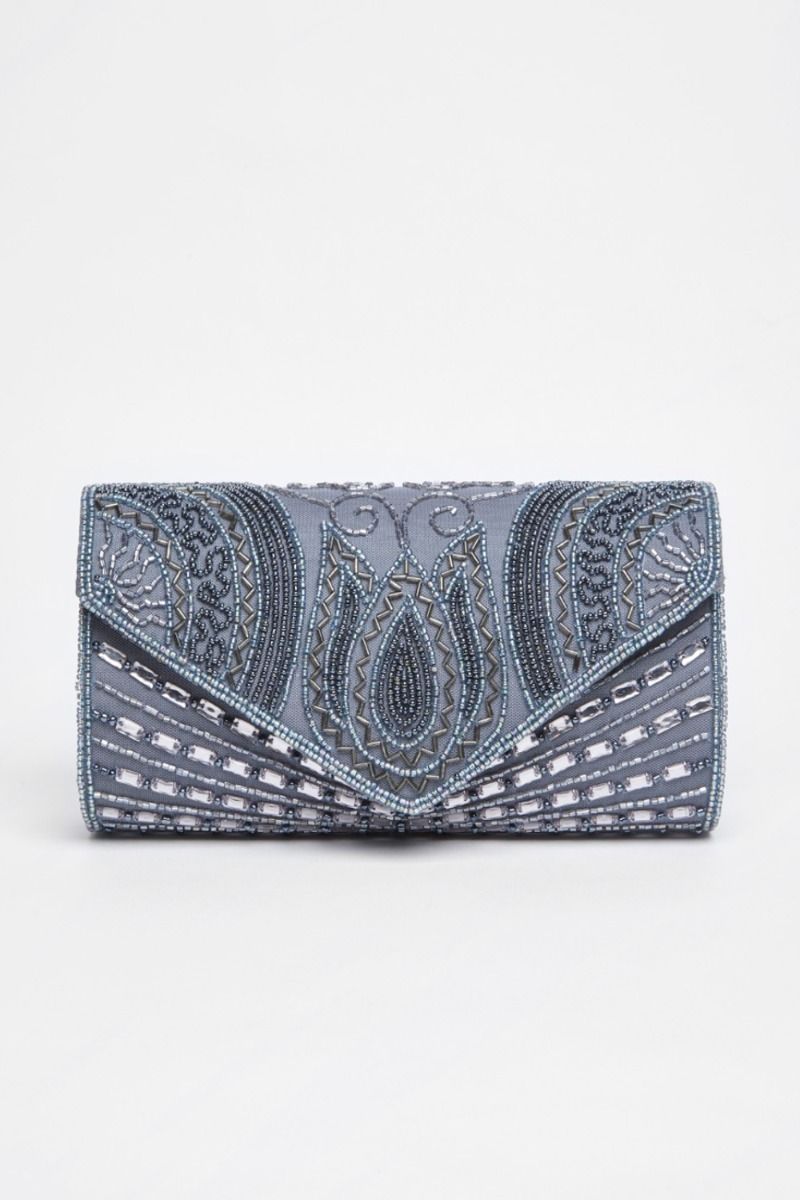 Beatrice Hand Embellished Clutch Bag in Lilac