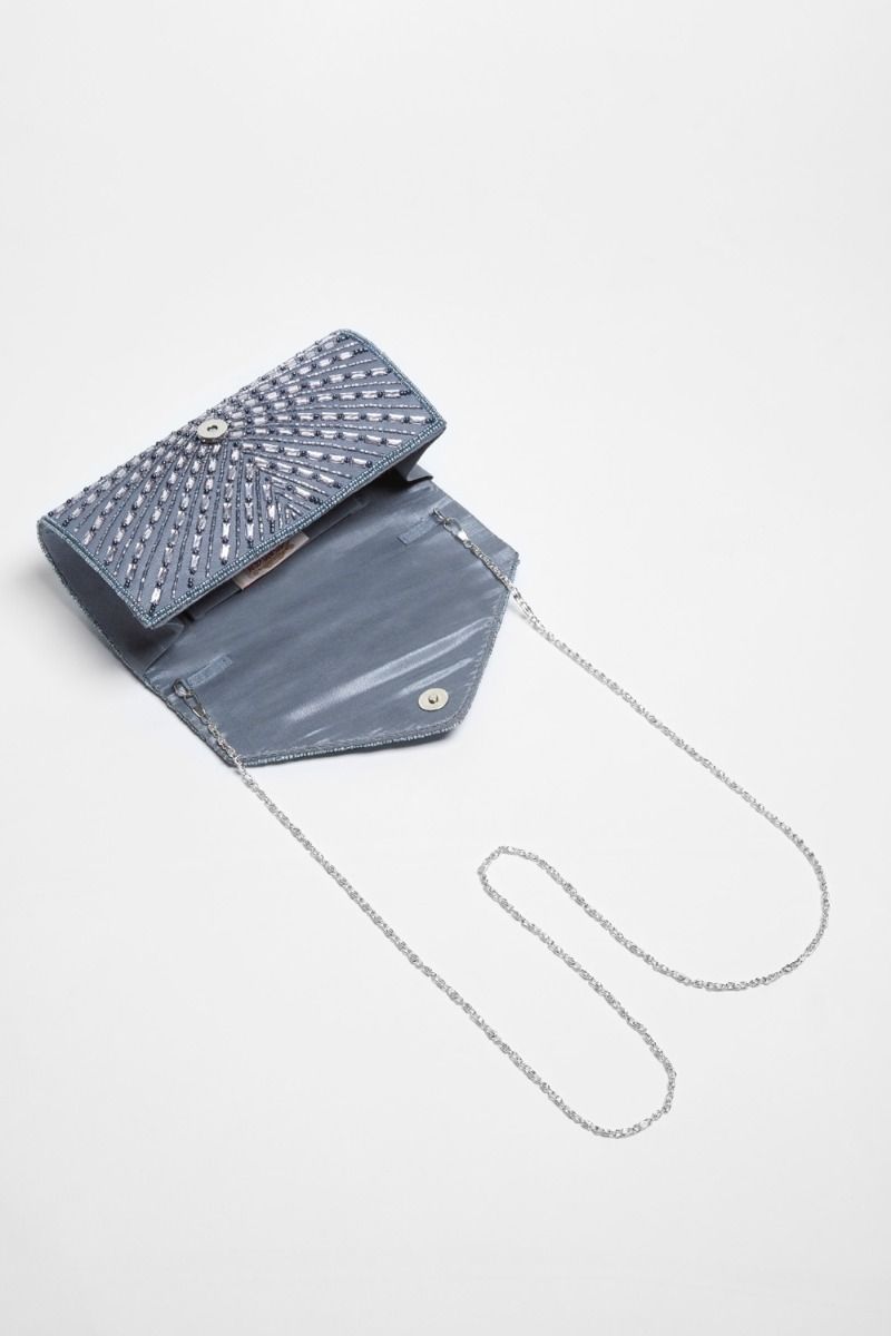 Beatrice Hand Embellished Clutch Bag in Lilac