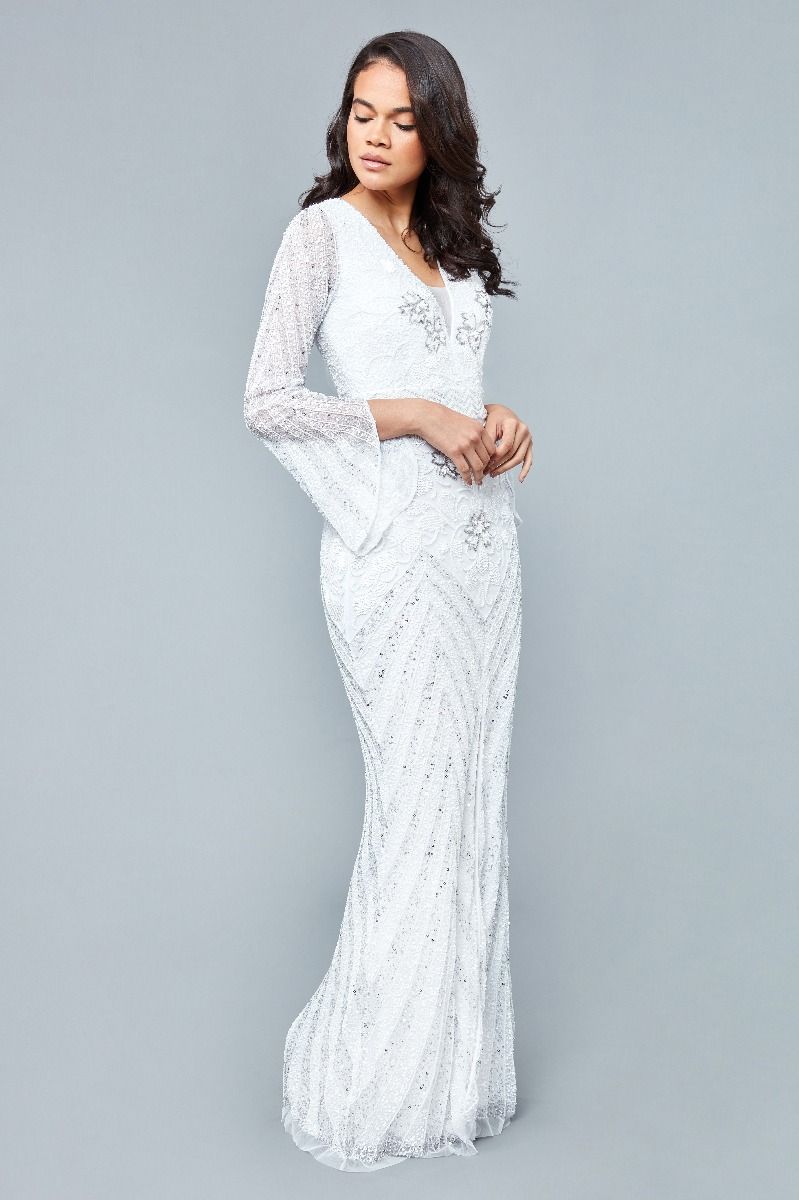 Camilla 1920s Wedding Maxi Dress in White