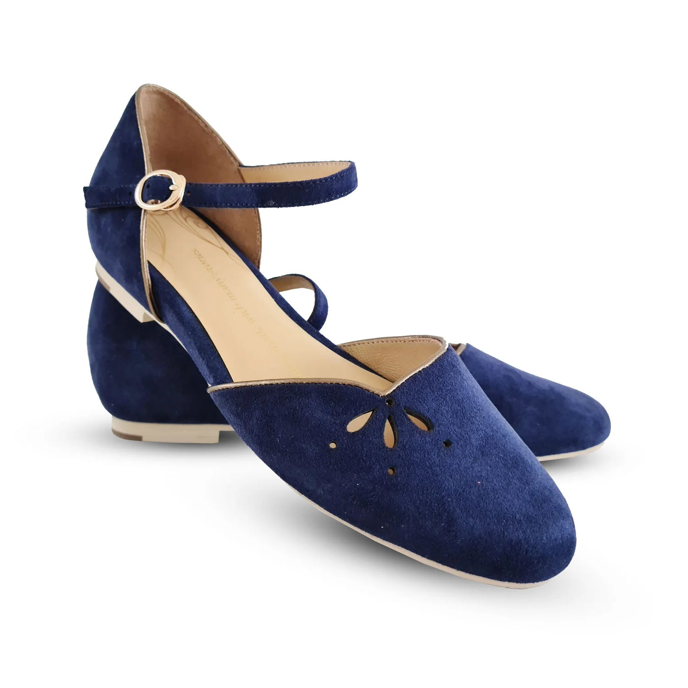 Corvo 1920s Flapper Style Flats in Midnight Blue