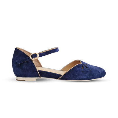 Corvo 1920s Flapper Style Flats in Midnight Blue
