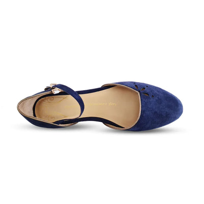 Corvo 1920s Flapper Style Flats in Midnight Blue