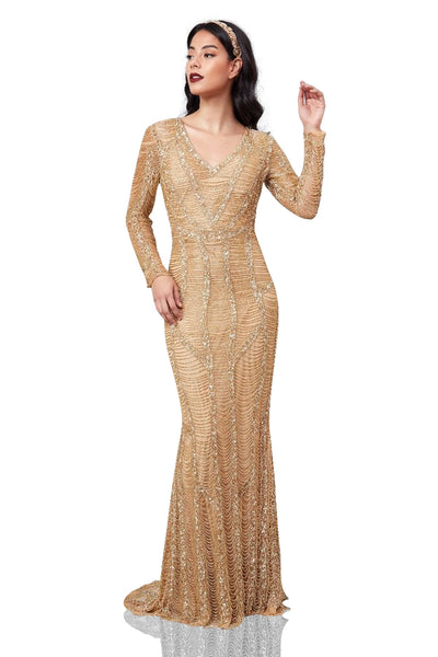 Diana 1920s Beaded Dress in Gold