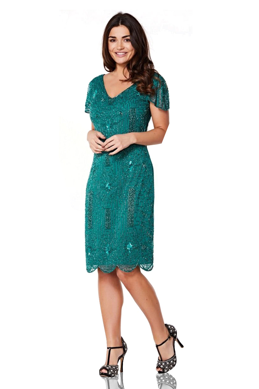 1920 Style Beaded Dress in Teal