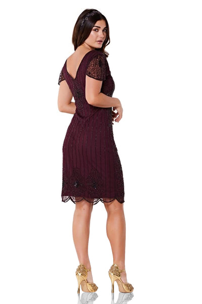 1920 Style Beaded Dress in Plum