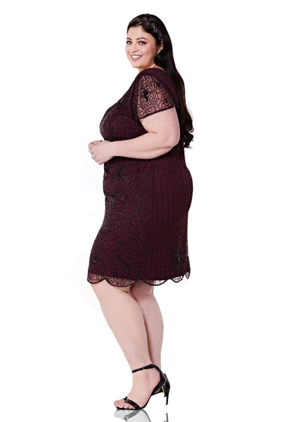 1920 Style Beaded Dress in Plum