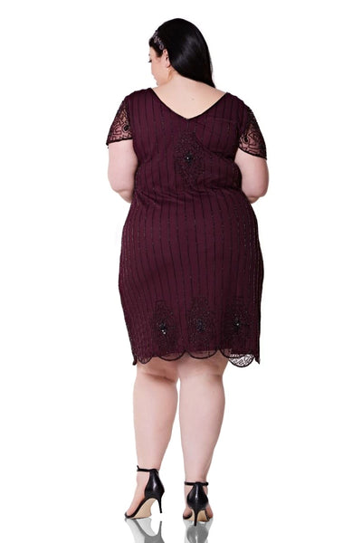 1920 Style Beaded Dress in Plum