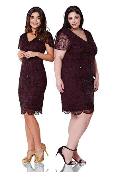 1920 Style Beaded Dress in Plum
