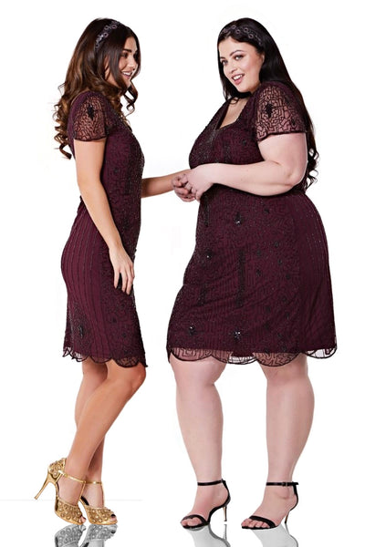 1920 Style Beaded Dress in Plum