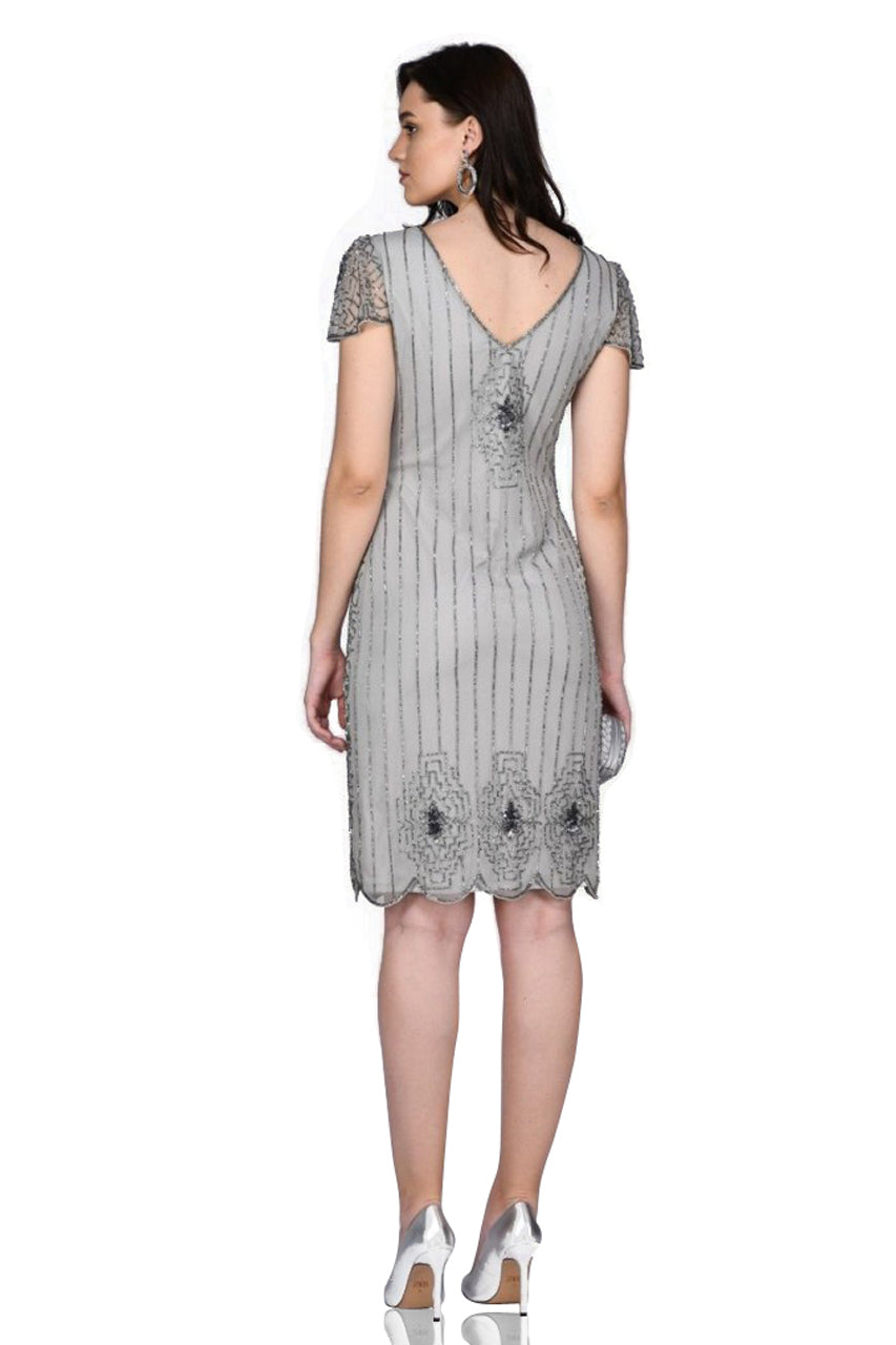 1920 Style Beaded Dress in Silver