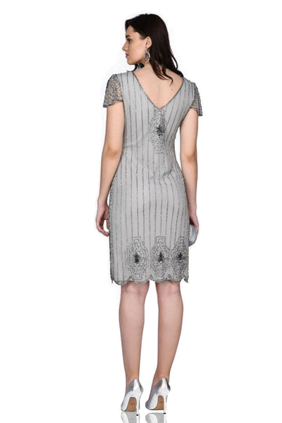 1920 Style Beaded Dress in Silver