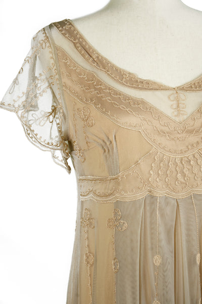 Izabella Victorian Style Dress in Silver Gold by Nataya