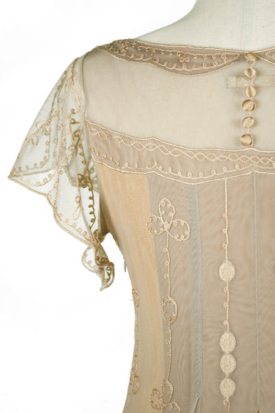 Izabella Victorian Style Dress in Silver Gold by Nataya