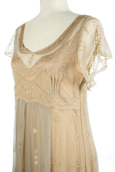 Izabella Victorian Style Dress in Silver Gold by Nataya