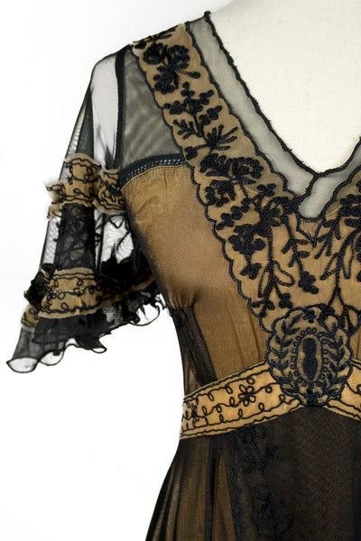 Kara Modern Victorian Dress in Black/Gold by Nataya