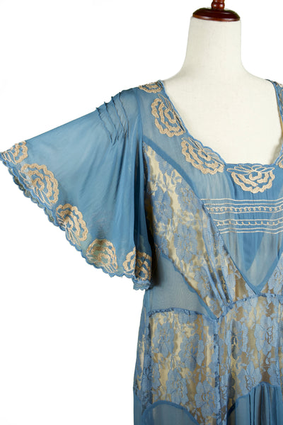 Irene Art Nouveau Style Dress in Blue by Nataya