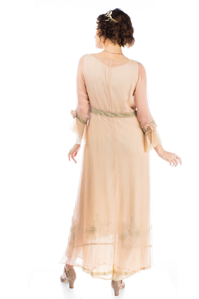 Dafna Bridgerton Inspired Dress in Peach Sage by Nataya