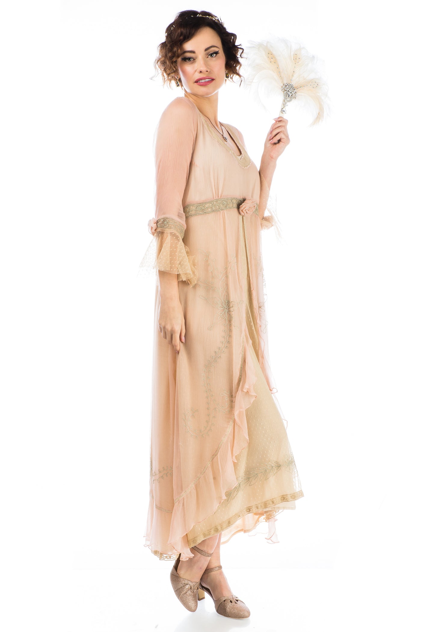 Dafna Bridgerton Inspired Dress 40836 in Peach Sage by Nataya