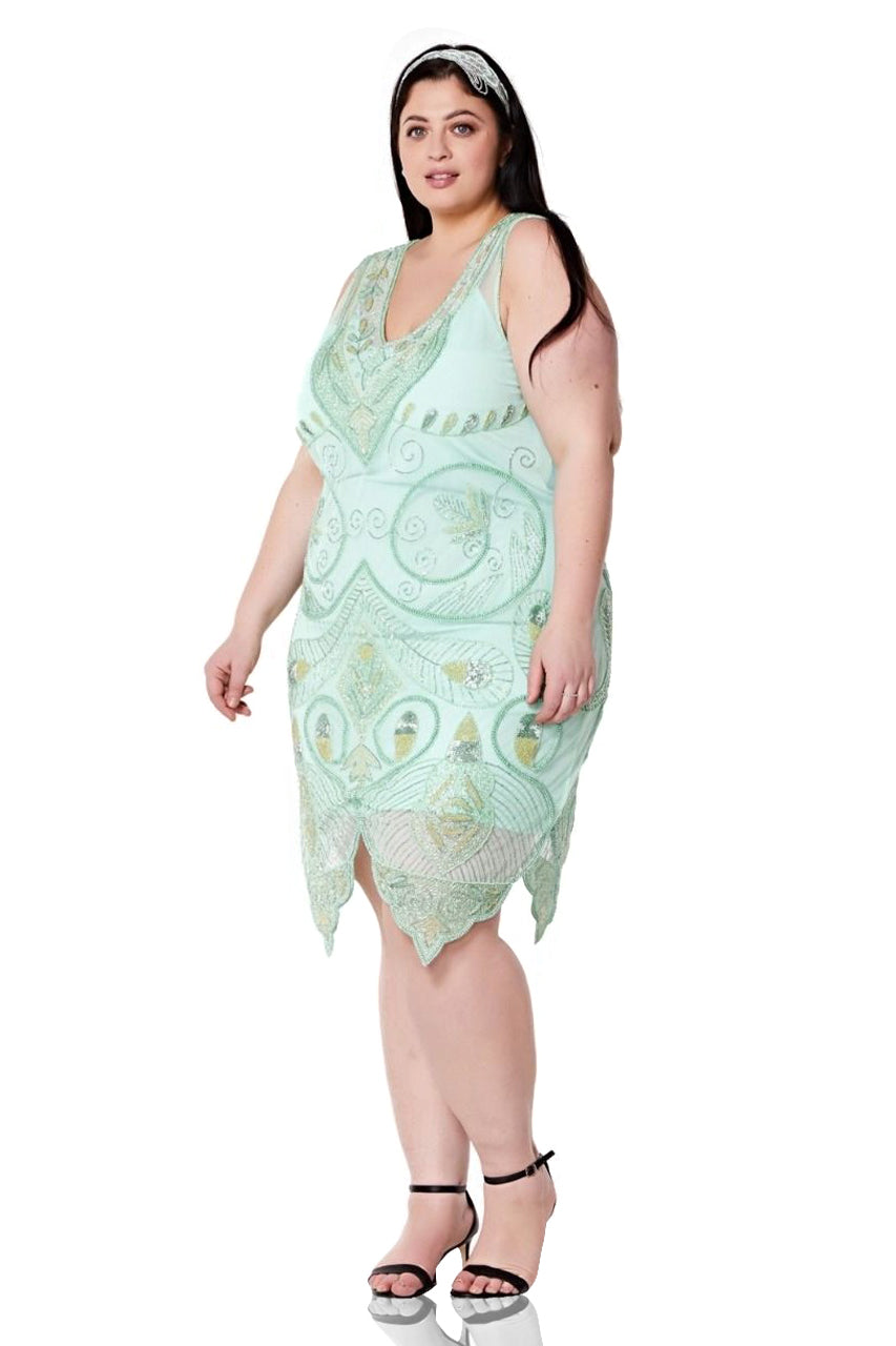 Flapper Style Peacock Dress in Mint