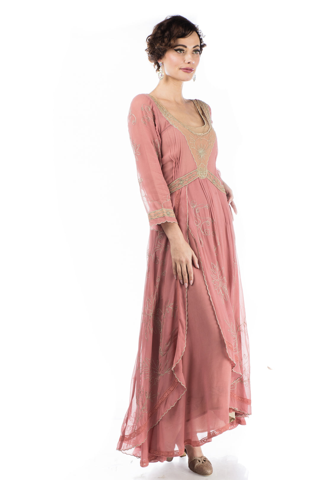 Edith Downton Abbey Inspired Dress in Pink Beige by Nataya 1X / Pink Edith Downton Abbey Inspired Dress in Pink Beige by Nataya 1X / Pink
