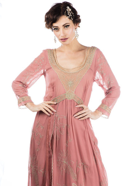 Edith Downton Abbey Inspired Dress in Pink Beige by Nataya