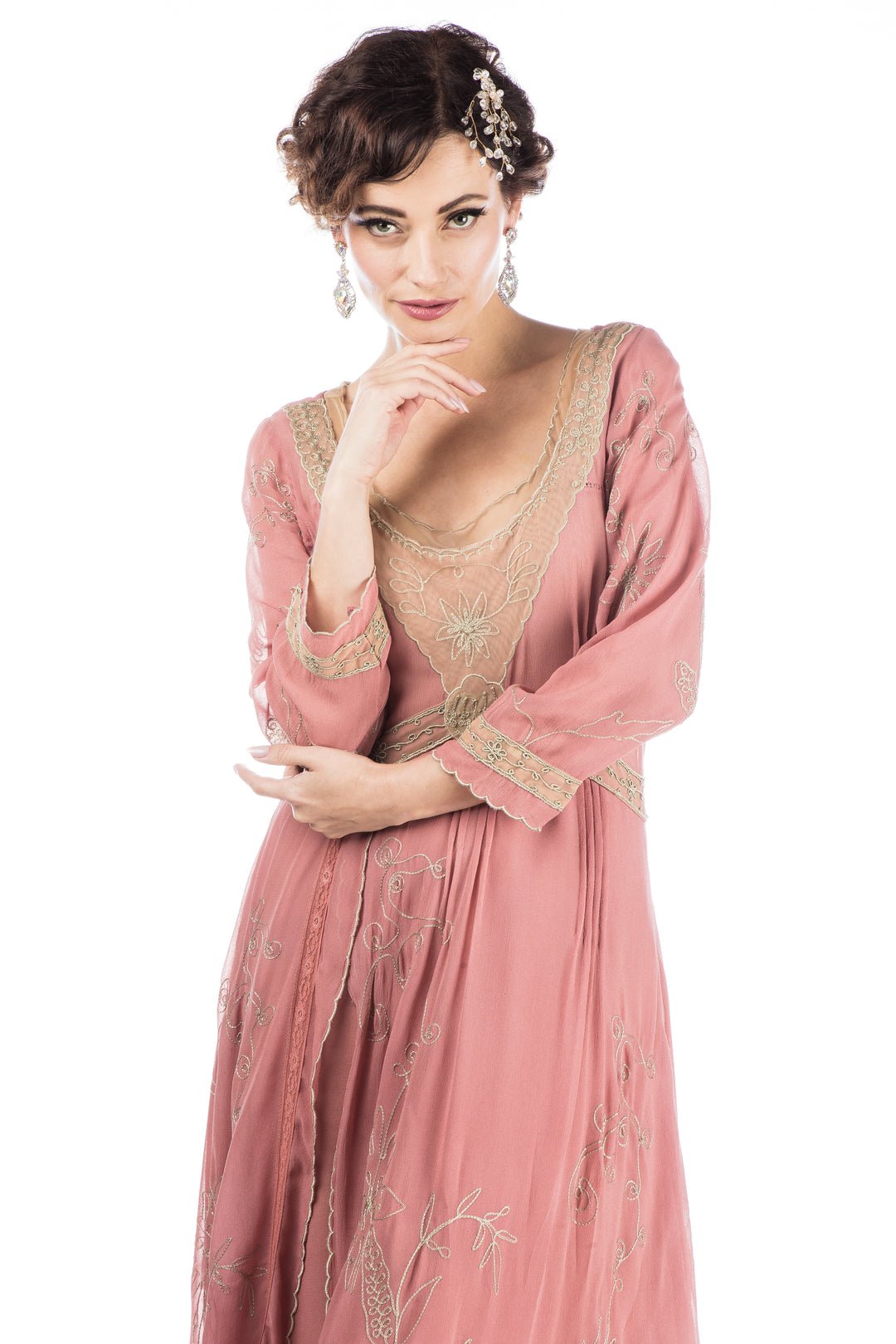 Edith Downton Abbey Inspired Dress in Pink Beige by Nataya 1X / Pink Edith Downton Abbey Inspired Dress in Pink Beige by Nataya 1X / Pink