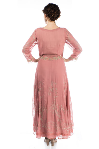 Edith Downton Abbey Inspired Dress in Pink Beige by Nataya