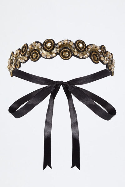 Eliza Flapper Headband in Black Gold