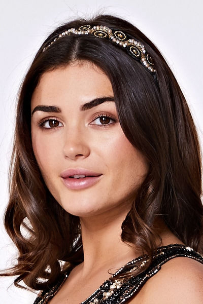 Eliza Flapper Headband in Black Gold