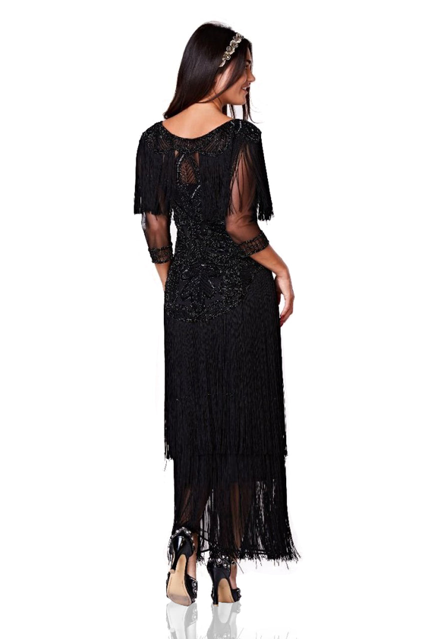 1920s Inspired Evening Maxi Dress in Black