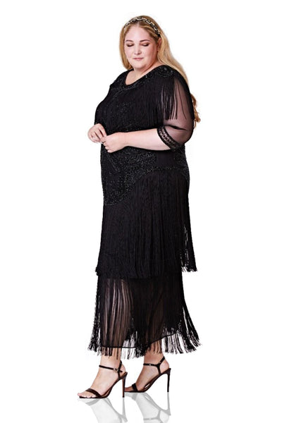 1920s Inspired Evening Maxi Dress in Black