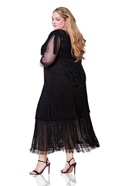 1920s Inspired Evening Maxi Dress in Black