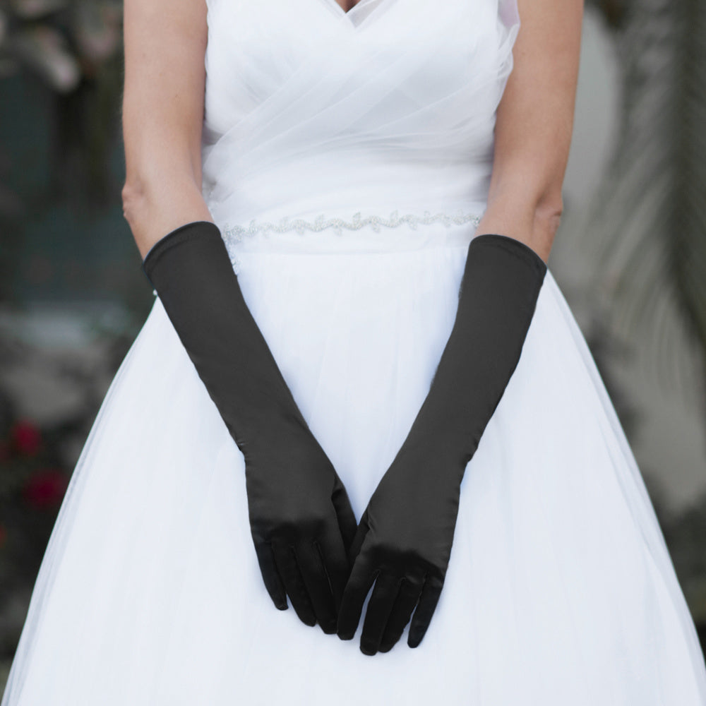 Above Elbow Wedding Gloves in Black