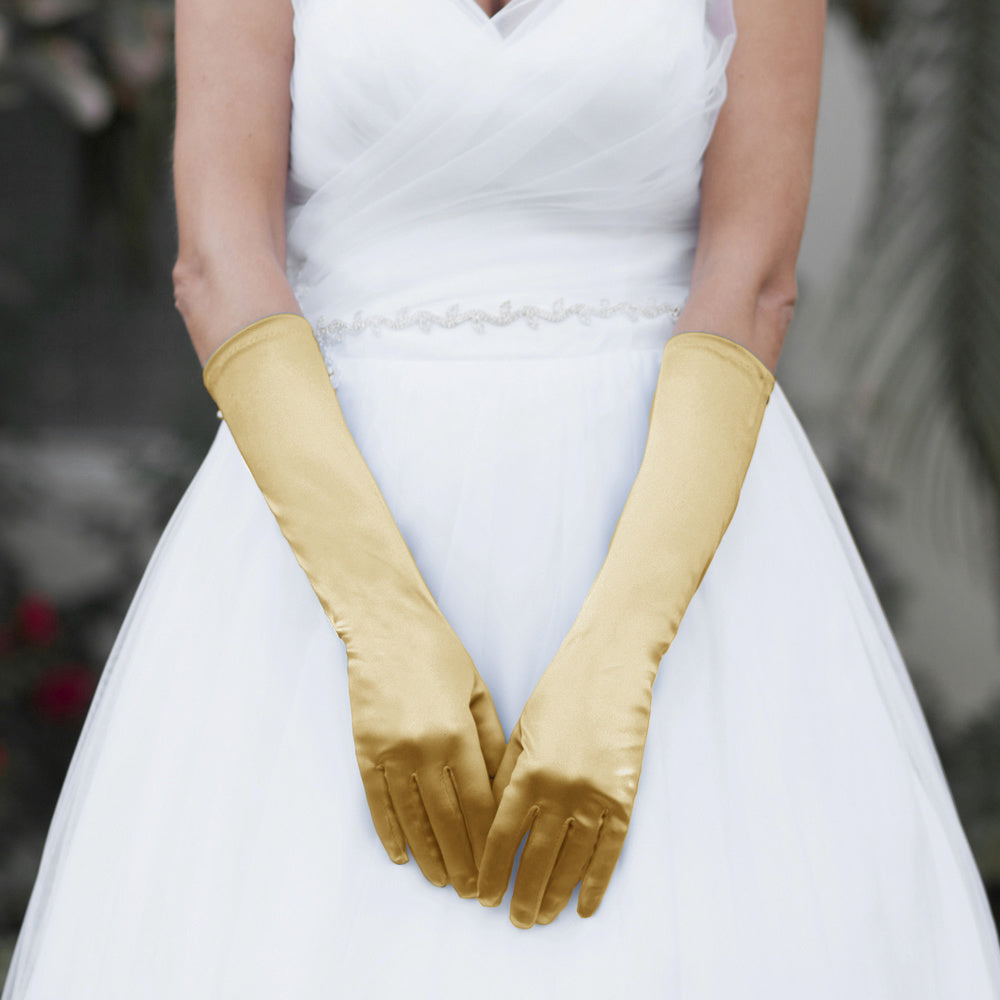 Above Elbow Wedding Gloves in Gold
