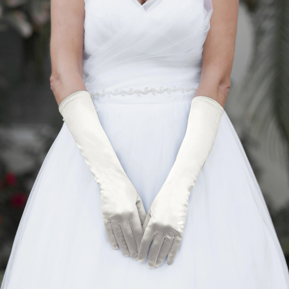 Above Elbow Wedding Gloves in Ivory