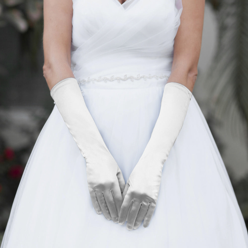 Above Elbow Wedding Gloves in White