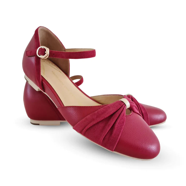 Grifo 1920s Flapper Style Flats in Red by Charlie Stone