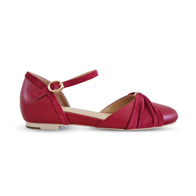 Grifo 1920s Flapper Style Flats in Red by Charlie Stone