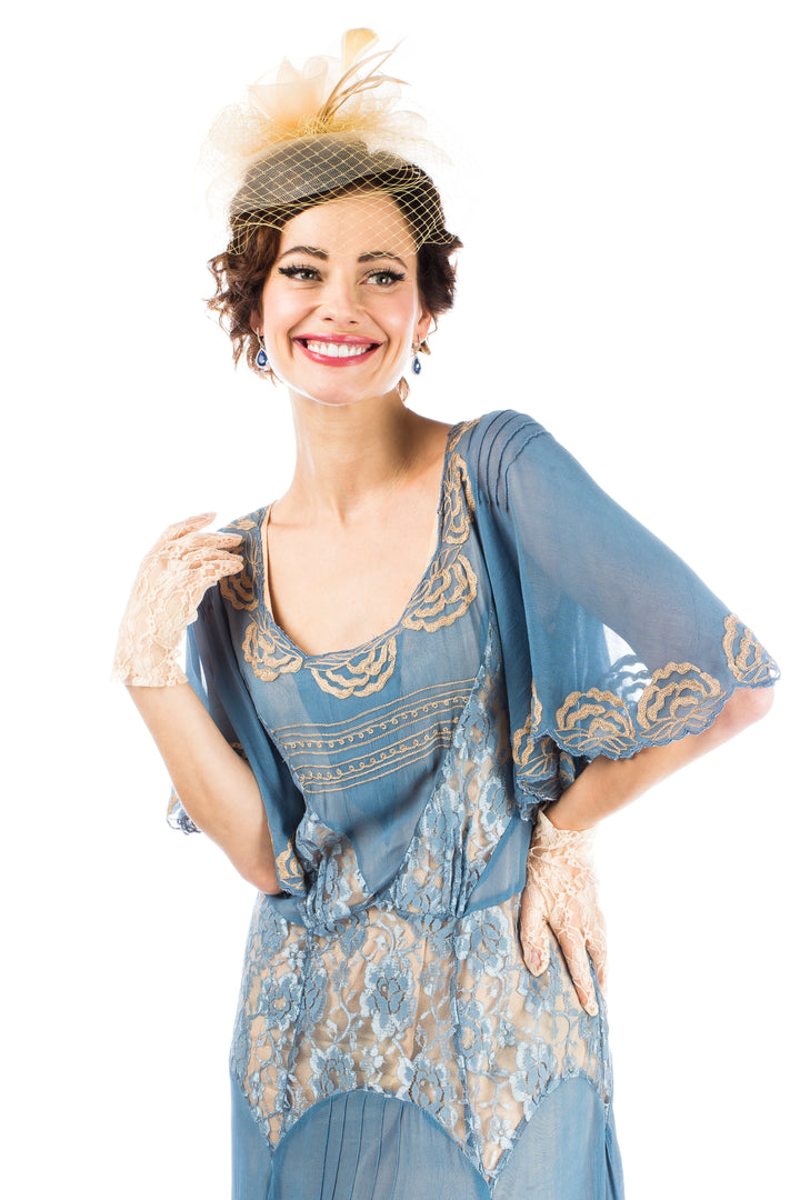 Irene Art Nouveau Style Dress in Blue by Nataya – WardrobeShop