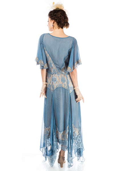 Irene Art Nouveau Style Dress in Blue by Nataya