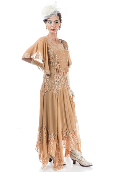 Irene Art Nouveau Style Dress in Gold Silver by Nataya