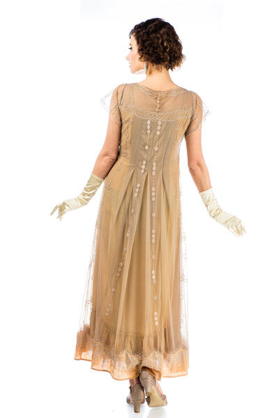 Izabella Victorian Style Dress in Silver Gold by Nataya